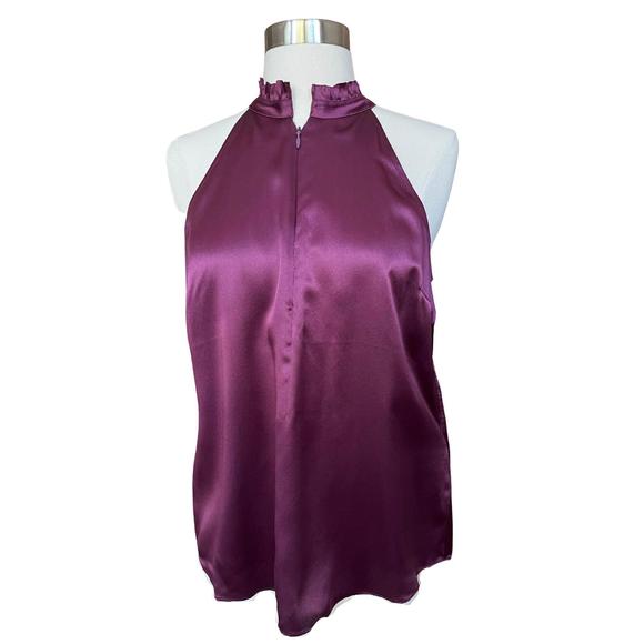 NEW GO BY GO SILK women's scuba cutaway top in prune
